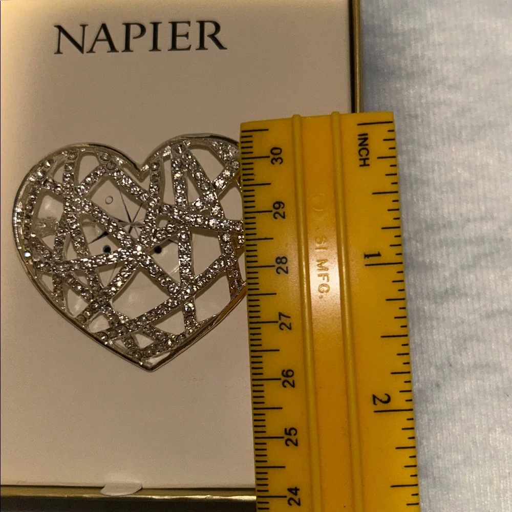 Napier Silver Tone Open Heart Shaped Pin/Brooch